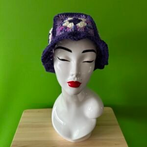 Purple granny square Bucket hat
