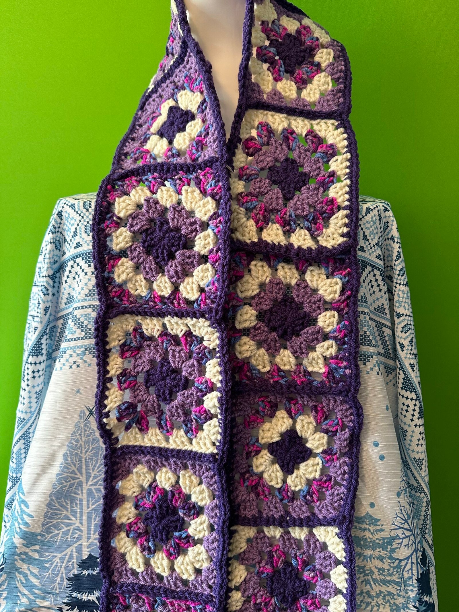 Crocheted Granny Square Scarf image