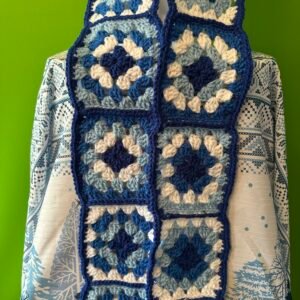 Crocheted Granny Square Scarf Blue image